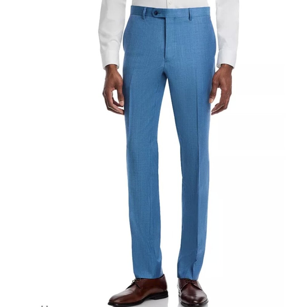 John Varvatos Star USA Sharkskin Slim Fit Suit Pants Street Blue ( 38 )
